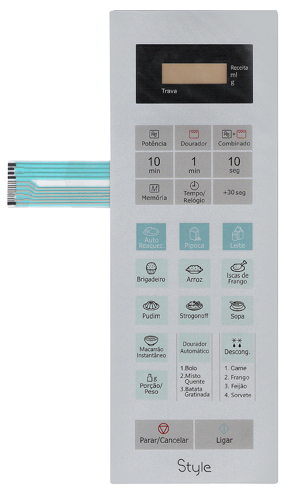 Membrana Teclado para Micro-ondas Compatível com Panasonic NN-GT 672