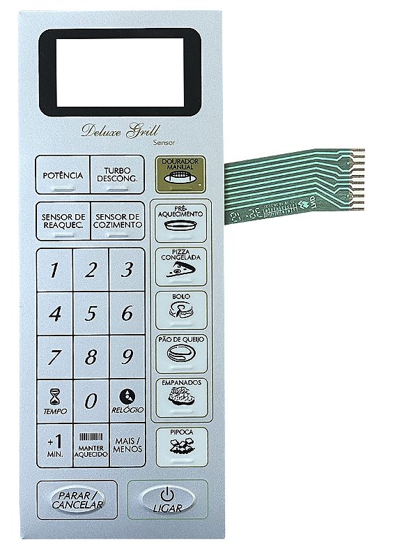 Membrana Teclado para Micro-ondas Compatível com Panasonic NNR 94 Cinza Relevo