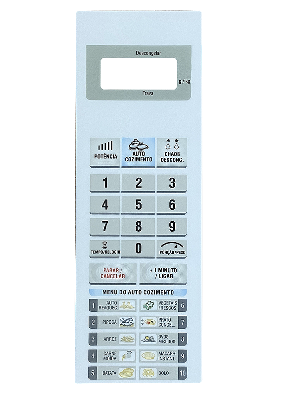 Membrana Teclado para Micro-ondas Compatível com Panasonic NN-S 45 Relevo