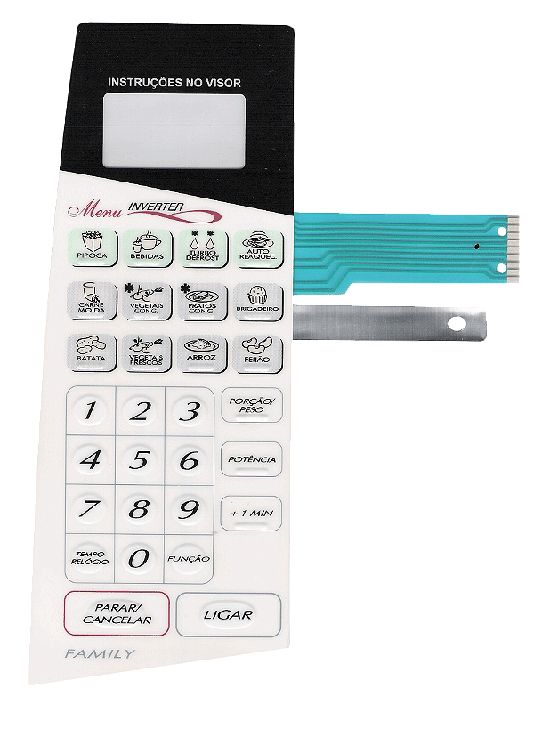 Membrana Teclado para Micro-ondas Compatível com Panasonic NN-S 62 Relevo