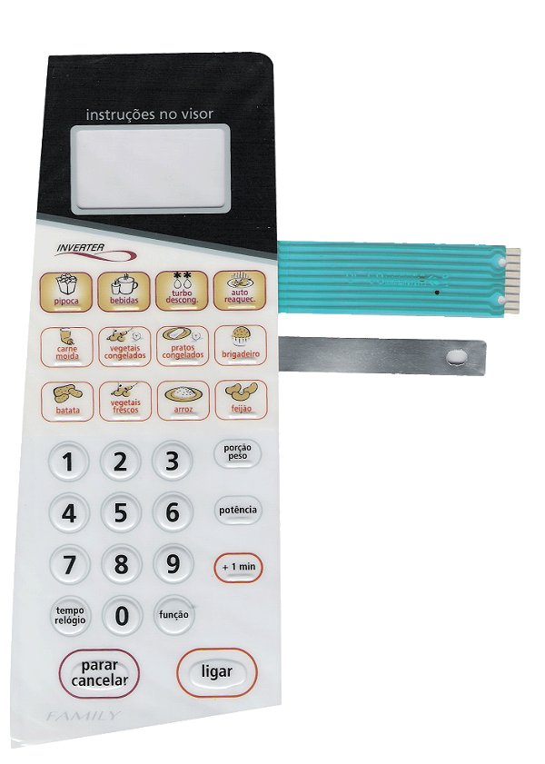 Membrana Teclado para Micro-ondas Compatível com Panasonic NNS 65 Relevo