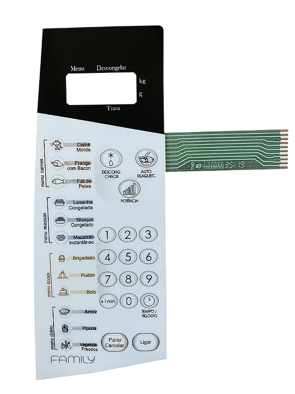 Membrana Teclado para Micro-ondas Compatível com Panasonic NNS 66 Relevo