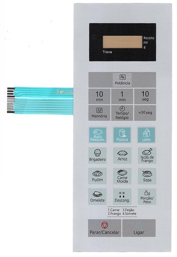 Membrana Teclado para Micro-ondas Compatível com Panasonic NN-ST 352W  NN-ST 362M