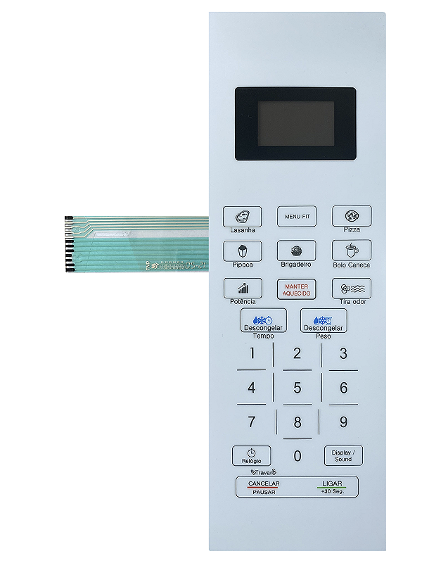 Membrana Teclado para Micro-ondas Compatível com Philco PMO 33B Branco