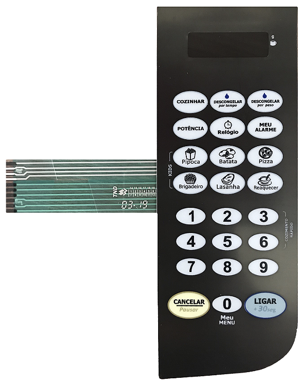 Membrana Teclado para Micro-ondas Compatível com Philco PME 23 Espelhada