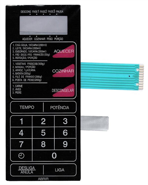 Membrana Teclado para Micro-ondas Compatível com Philco PMW 50