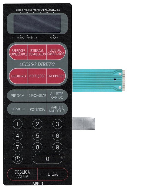 Membrana Teclado para Micro-ondas Compatível com Philco PMW 51 / PMW 110 / PMW111