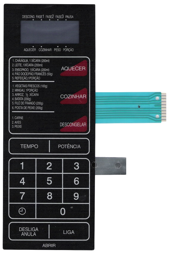 Membrana Teclado para Micro-ondas Compatível com Philco PMW 100 / PMW101