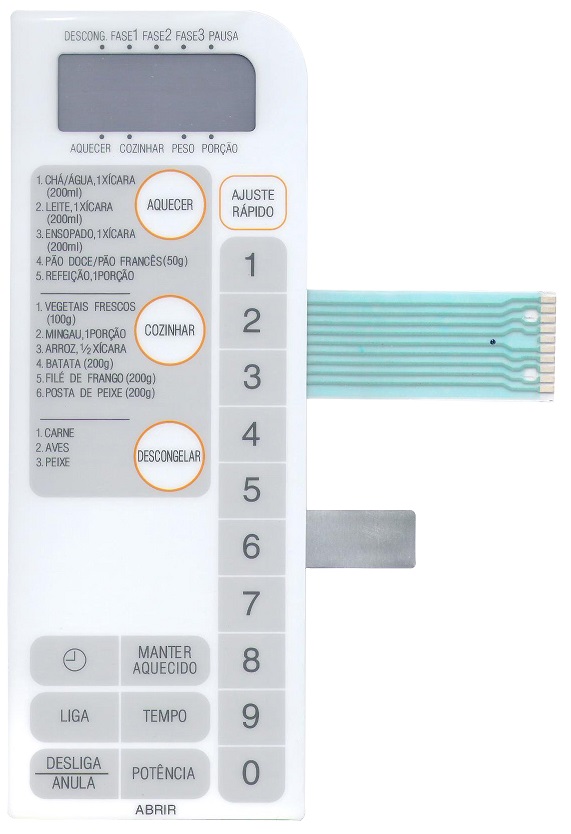 Membrana Teclado para Micro-ondas Compatível com Prosdócimo TB 800 Branco