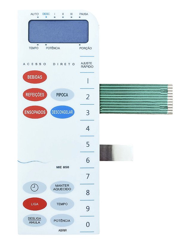 Membrana Teclado para Micro-ondas Compatível com Sanyo / Electrolux EM 850 / EMF 541