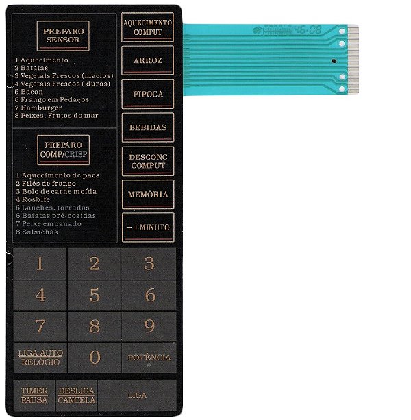 Membrana Teclado para Micro-ondas Compatível com Sharp RB 6K43