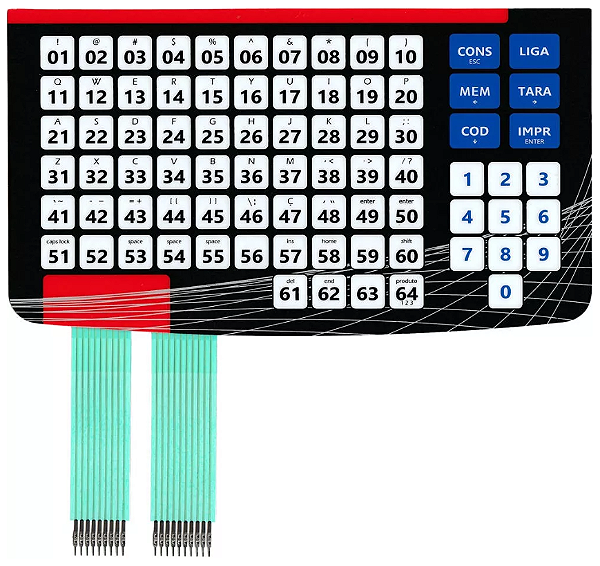 Membrana Teclado para Balança Compatível com Filizola Platina Preto e Vermelho