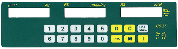 Membrana Teclado para Balança Compatível com Filizola CS 15 LCD Verde