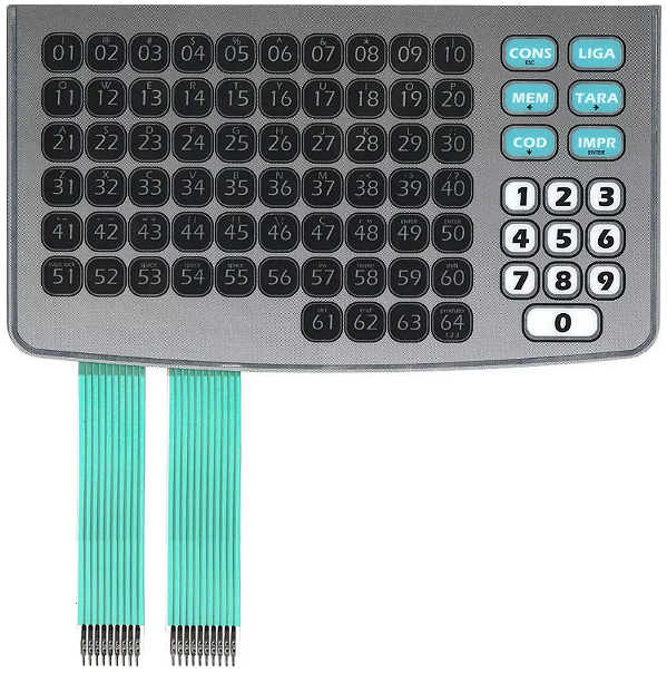 Membrana Teclado para Balança Compatível com Filizola Platina Custon Preta e Cinza