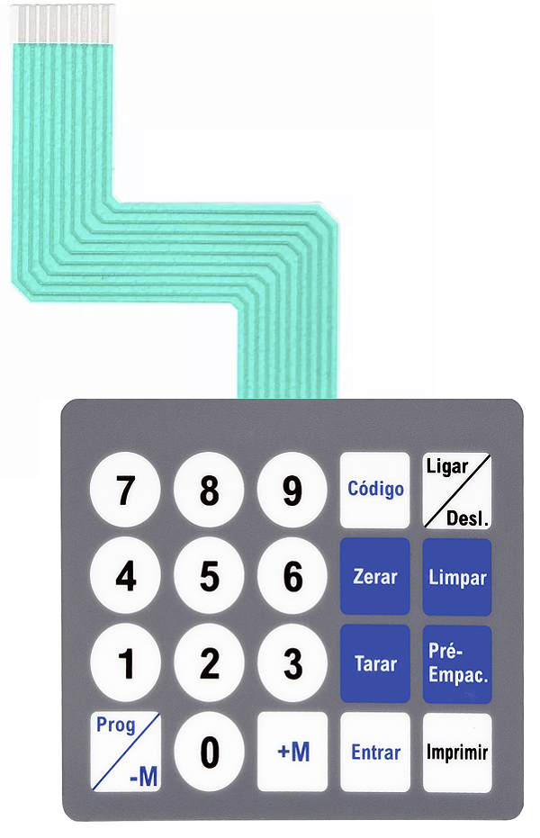 Membrana Teclado para Balança Compatível com Toledo Prix 3 Cinza com Flat Curto