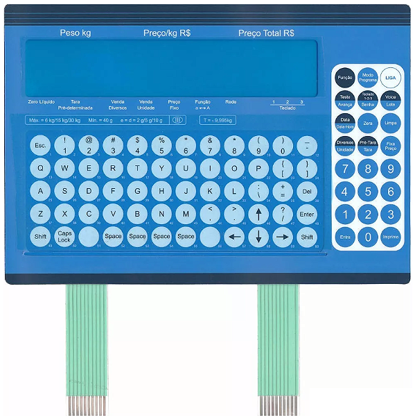 Membrana Teclado para Balança Compatível com Toledo Prix 5 / 6 15 Kg Interval