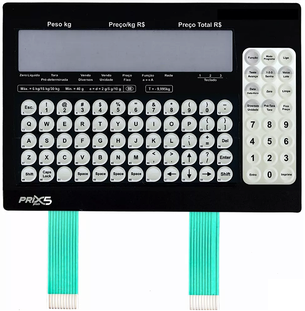 Membrana Teclado para Balança Compatível com Toledo Prix Prix 5 / 6 Plus 15 - 30Kg