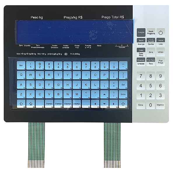Membrana Teclado para Balança Compatível com Toledo Prix 6 / 15 - 30Kg Plus Preta
