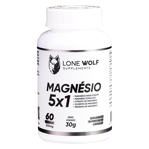 Magnésio 5x1 500mg 60 Cápsulas - Lone Wolf Supplements