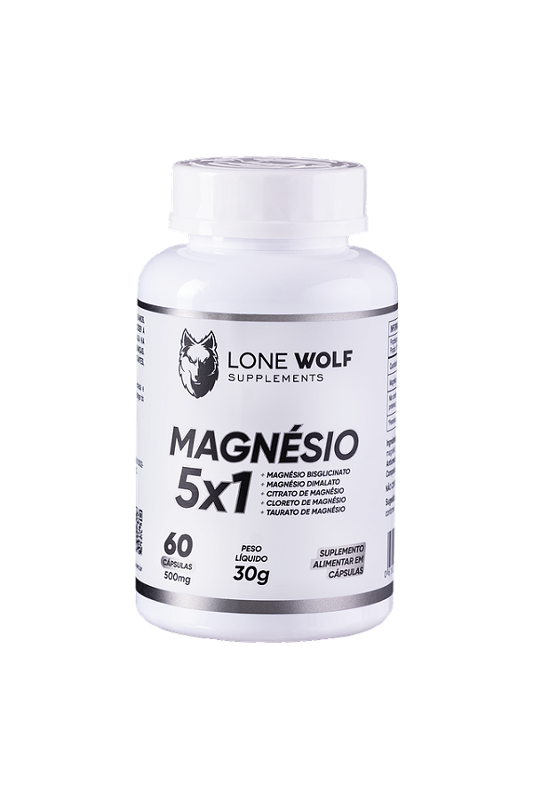 Magnésio 5x1 500mg 60 Cápsulas - Lone Wolf Supplements