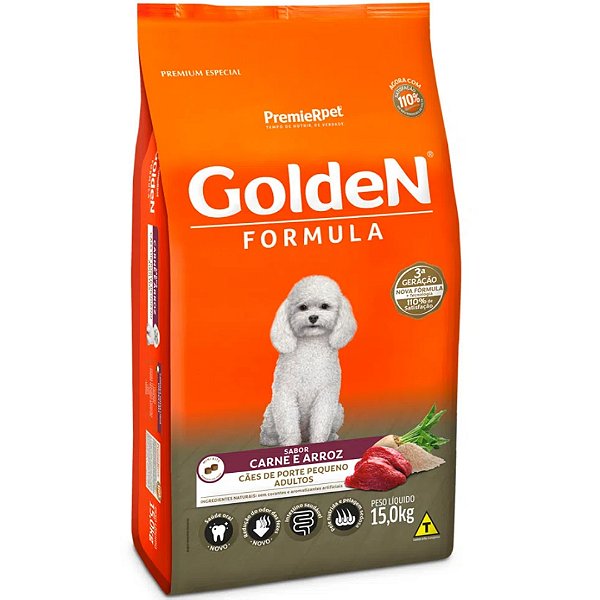 Ração Golden Formula Cães Adultos Raças Pequenas Carne e Arroz - Mini Bits - 15 kg