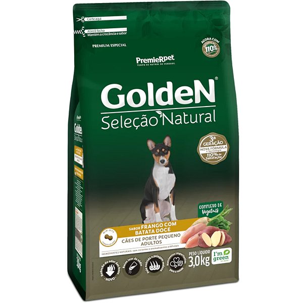 GoldeN Seleção Natural Cães Adultos Porte Pequeno Frango & Batata-doce