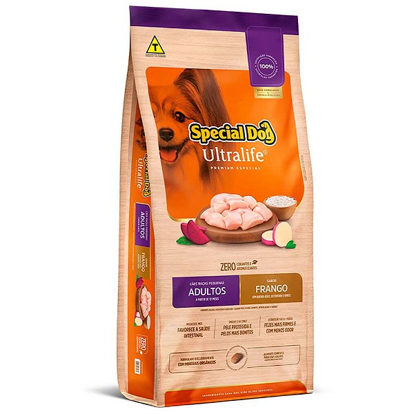 Special Dog Ultralife a Cães Adultos Raças Pequenas Sabor Frango e Arroz