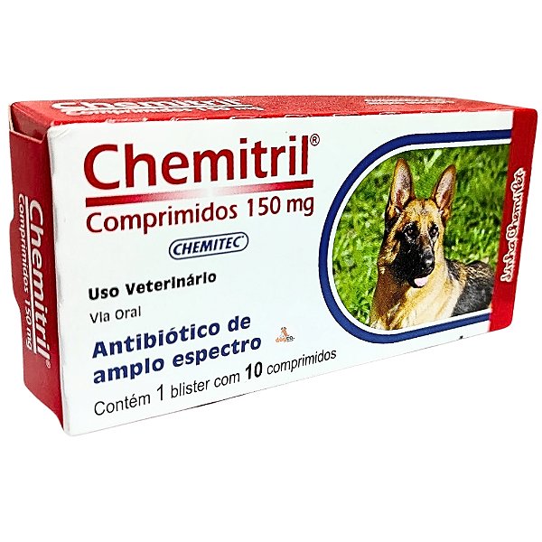 Chemitril 150 mg - Antibiótico de Amplo Espectro - Caixa com 10 comprimidos
