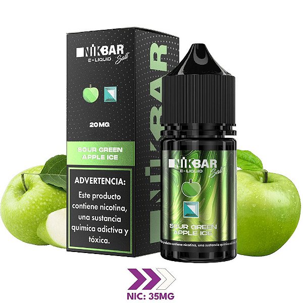 Nic Salt Nikbar 30ml / 35mg - Sour Green Apple Ice