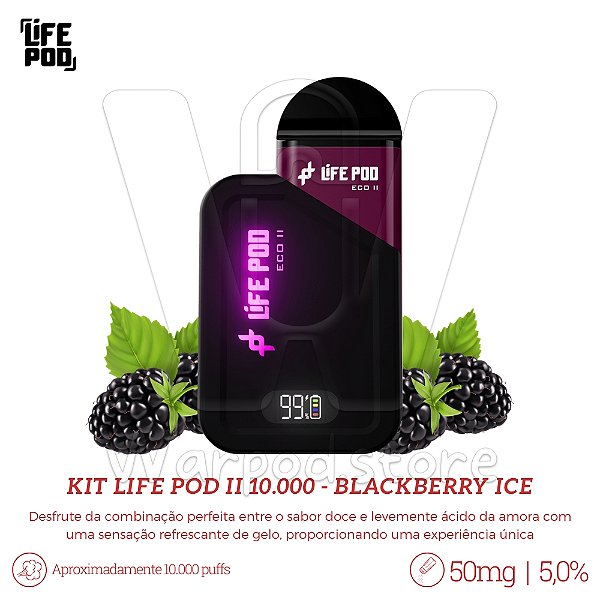 Bateria Life Pod Eco II + Refil 10.000 - Blackberry Ice