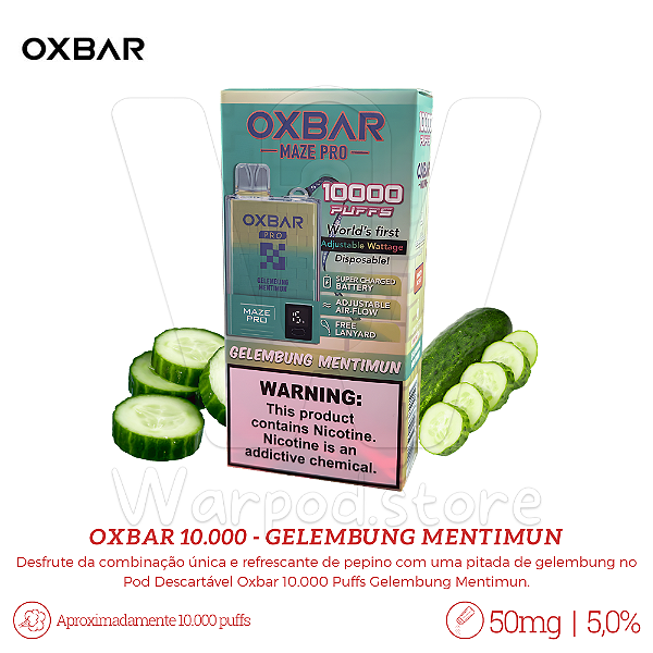Pod Desc Oxbar 10.000 - Gelembung Mentimun