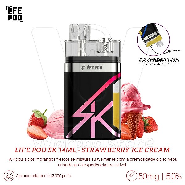 Pod Desc Life Pod SK 14 ML - Strawberry Ice Cream