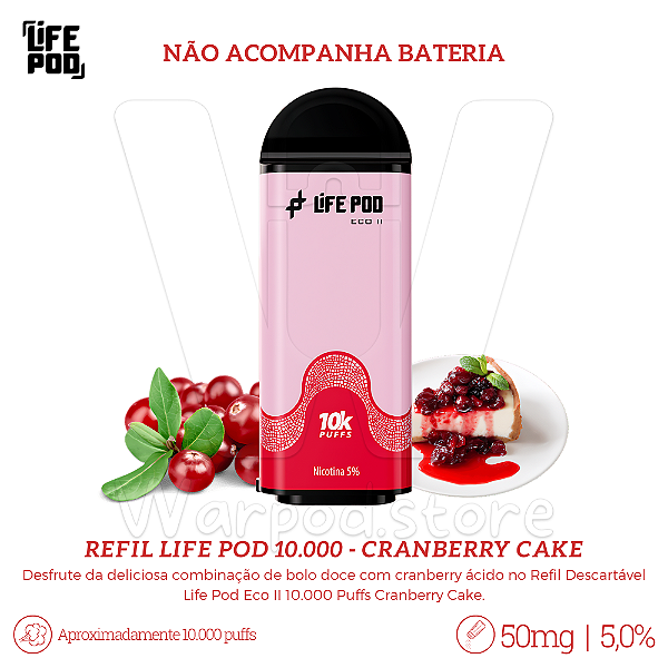 Refil Desc Life Pod Eco II 10.000 - Cranberry Cake
