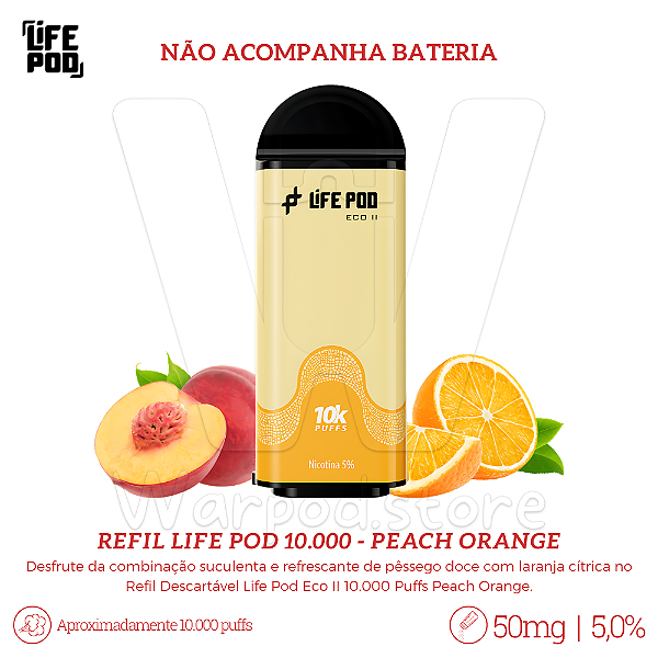 Refil Desc Life Pod Eco II 10.000 - Peach Orange