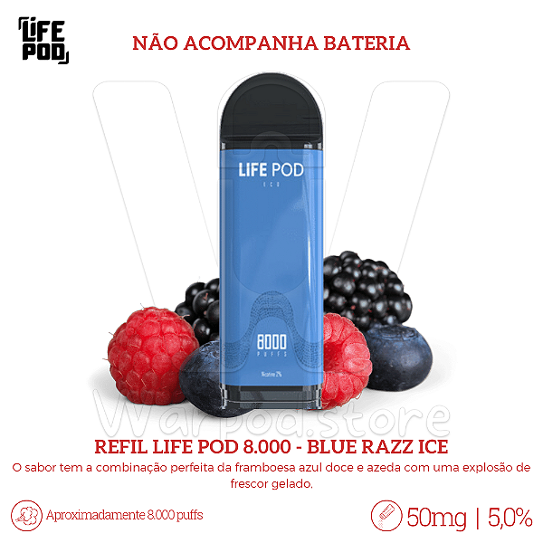 Refil Desc Life Pod 8.000 - Blue Razz Ice