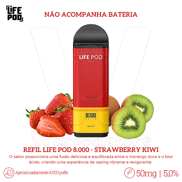 Refil Desc Life Pod 8.000 - Strawberry Kiwi