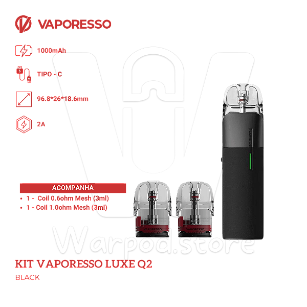 Aparelho Pod Vaporesso Luxe Q2 - Black