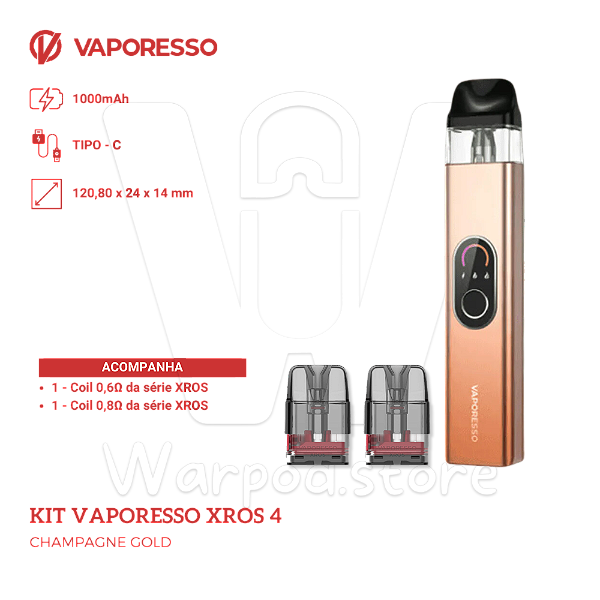 Aparelho Pod Vaporesso Xros 4 - Champagne Gold