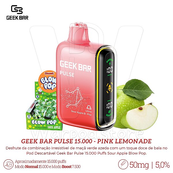 Pod Desc Geek Bar 15.000 - Sour Apple Blow Pop