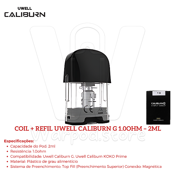 Resistencia + Refil Uwell Caliburn G 1.0ohm – 2ml