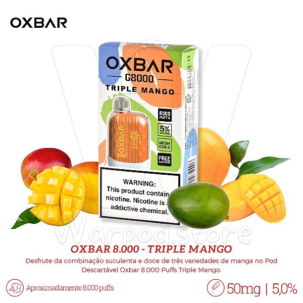 Pod Desc Oxbar 8.000 - Triple Mango