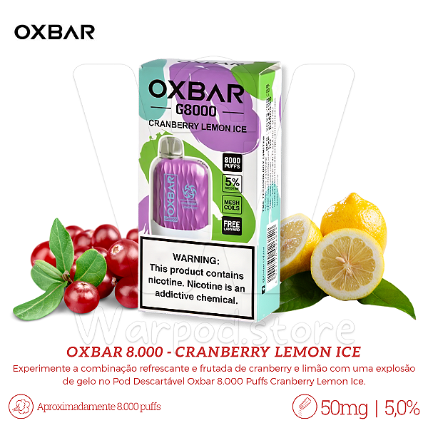 Pod Desc Oxbar 8.000 - Cranberry Lemon Ice