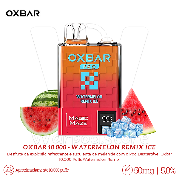 Pod Desc Oxbar 10.000 - Watermelon Remix Ice