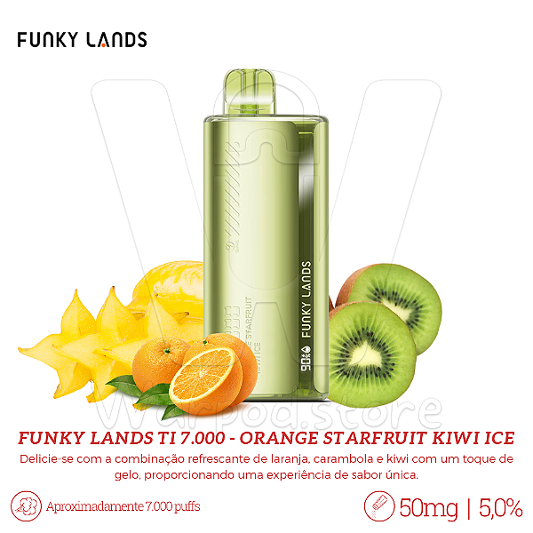 Pod Desc Funky Lands Ti 7.000 - Orange Starfruit Kiwi Ice