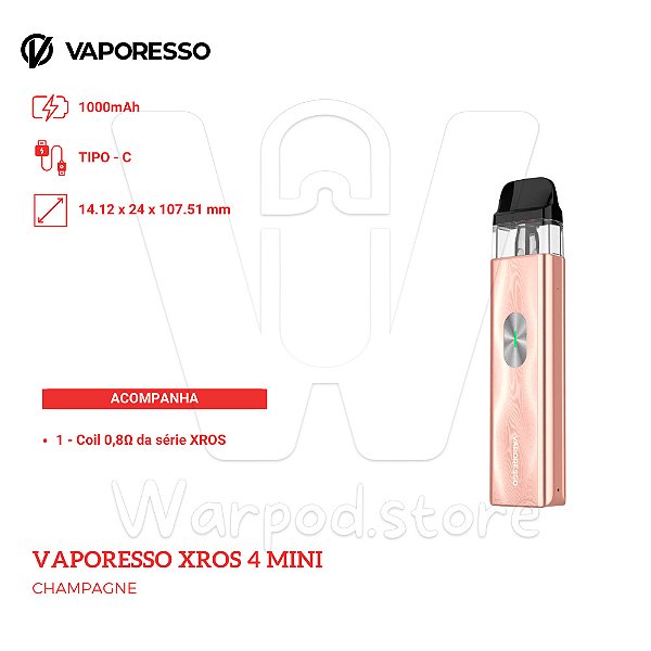 Aparelho Pod Vaporesso Xros 4 Mini - Champagne Gold