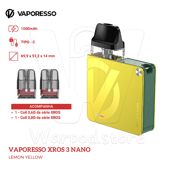 Aparelho Pod Vaporesso Xros 3 Nano - Lemon Yellow