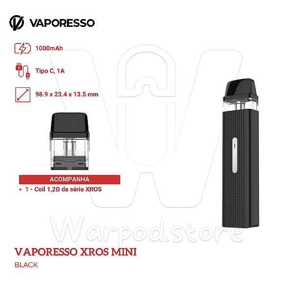 Aparelho Pod Vaporesso Xros Mini - Black