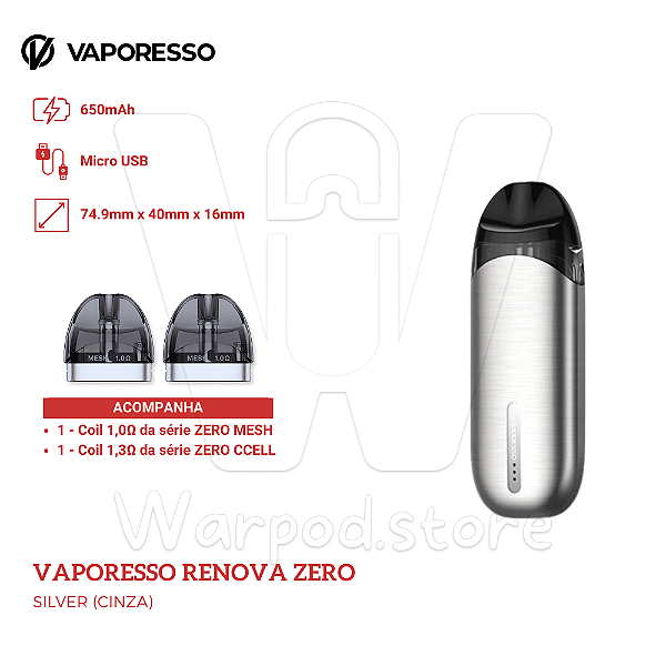 Aparelho Pod Vaporesso Renova Zero - Silver