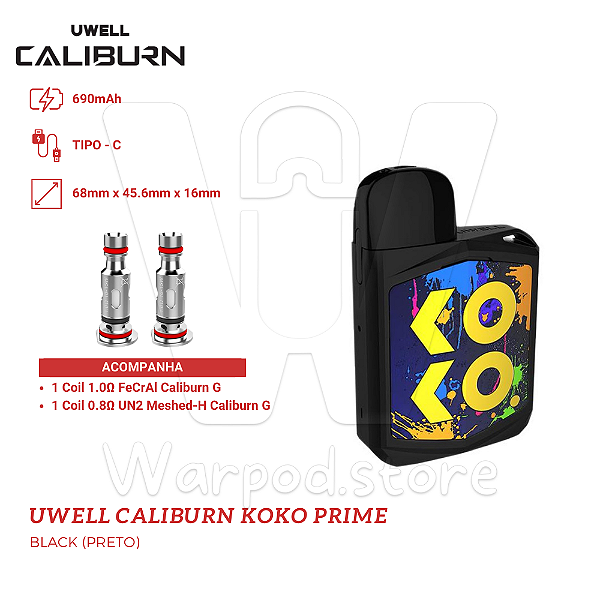 Aparelho Pod Uwell Caliburn Koko Prime - Black
