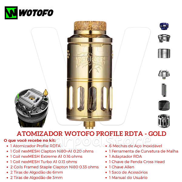 Atomizador Wotofo Profile RDTA - Gold